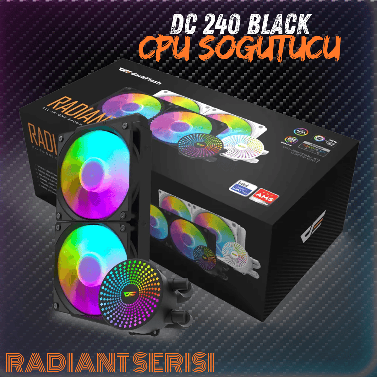 DarkFlash 240mm Siyah Sıvı İşlemci (CPU) Soğutucu DC240