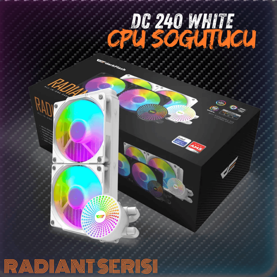 DarkFlash 240mm Beyaz Sıvı İşlemci (CPU) Soğutucu DC240